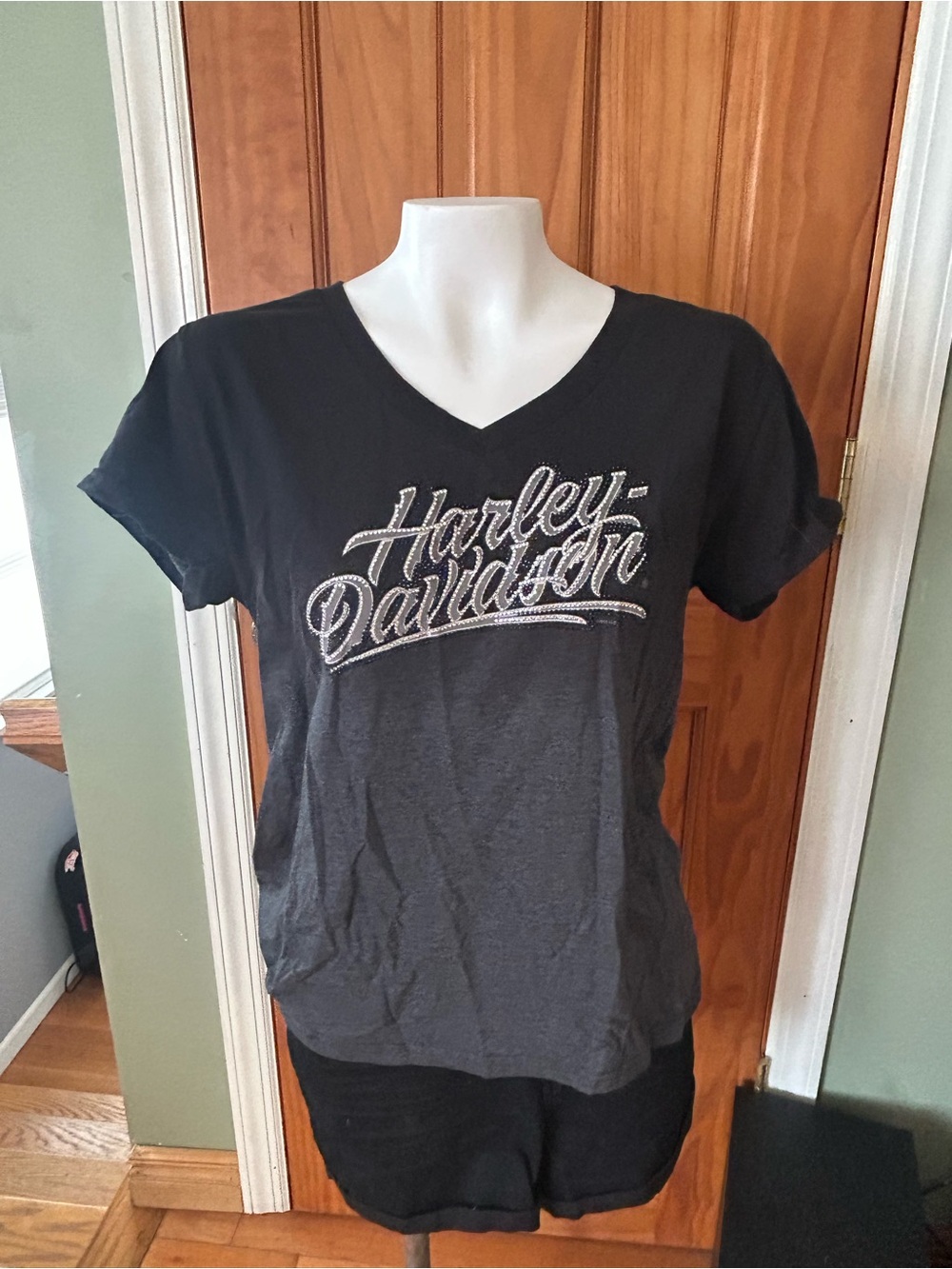 Harley-Davidson Black V-Neck Script Logo Tee